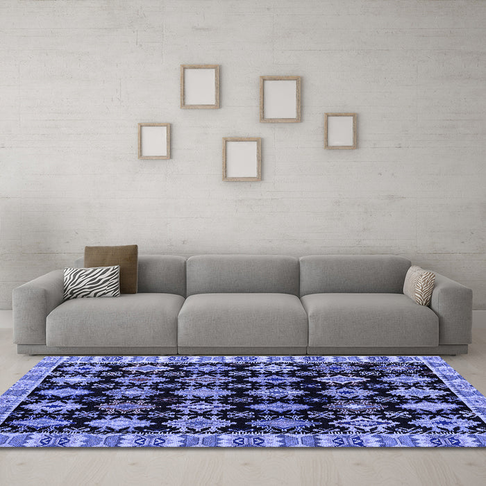Machine Washable Abstract Blue Modern Rug in a Living Room, wshabs4633blu