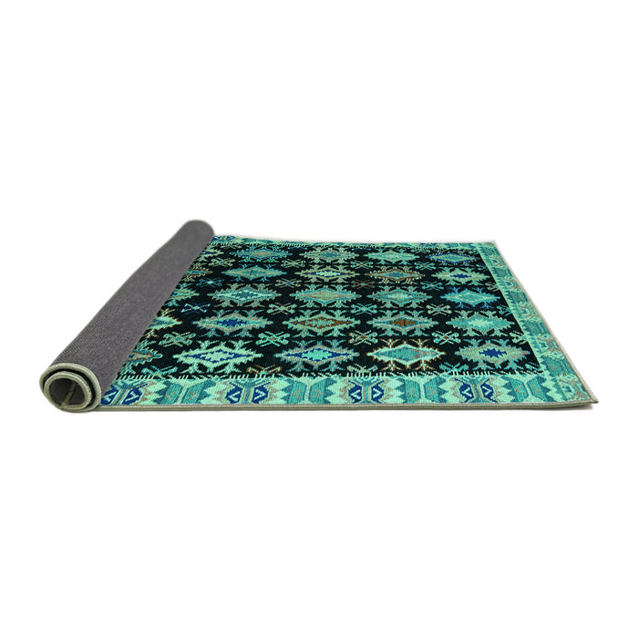 Sideview of Abstract Turquoise Modern Rug, abs4633turq