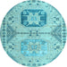 Round Abstract Light Blue Modern Rug, abs4634lblu