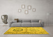 Machine Washable Abstract Yellow Modern Rug in a Living Room, wshabs4634yw