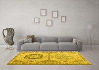 Machine Washable Abstract Yellow Modern Rug, wshabs4634yw