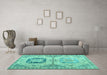 Machine Washable Abstract Turquoise Modern Area Rugs in a Living Room,, wshabs4634turq