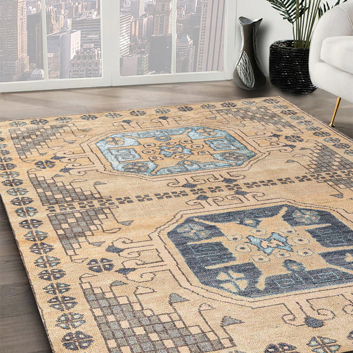 Machine Washable Abstract Dark Almond Brown Rug in a Family Room, wshabs4634
