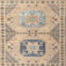 Square Abstract Dark Almond Brown Modern Rug, abs4634