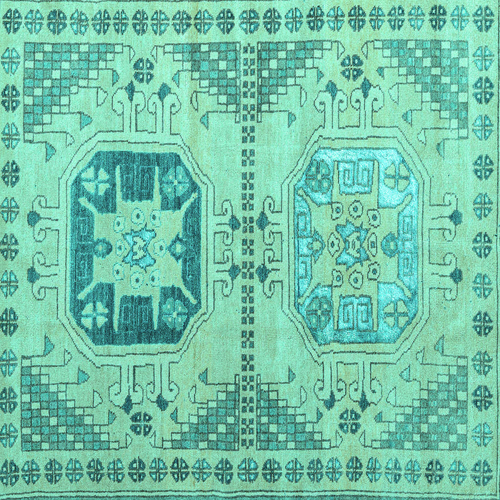 Square Machine Washable Abstract Turquoise Modern Area Rugs, wshabs4634turq