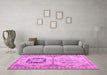 Machine Washable Abstract Pink Modern Rug in a Living Room, wshabs4634pnk