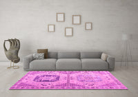 Machine Washable Abstract Pink Modern Rug, wshabs4634pnk