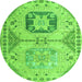 Round Machine Washable Abstract Green Modern Area Rugs, wshabs4634grn