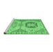 Sideview of Machine Washable Abstract Emerald Green Modern Area Rugs, wshabs4634emgrn