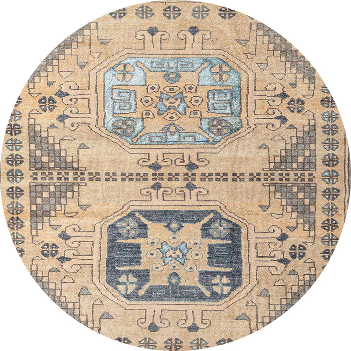 Round Machine Washable Abstract Dark Almond Brown Rug, wshabs4634