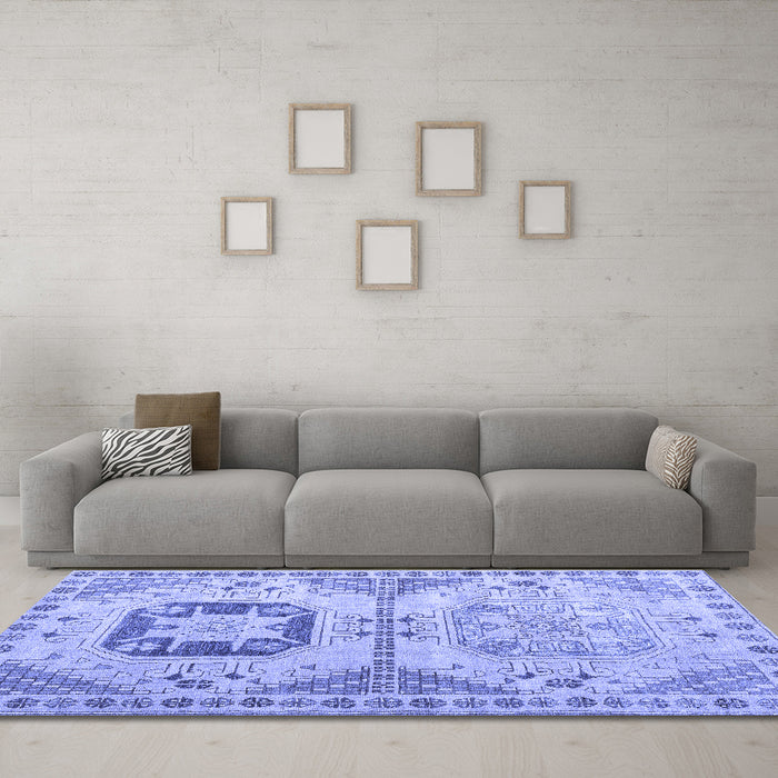 Machine Washable Abstract Blue Modern Rug in a Living Room, wshabs4634blu