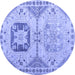 Round Abstract Blue Modern Rug, abs4634blu