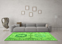 Machine Washable Abstract Green Modern Rug, wshabs4634grn