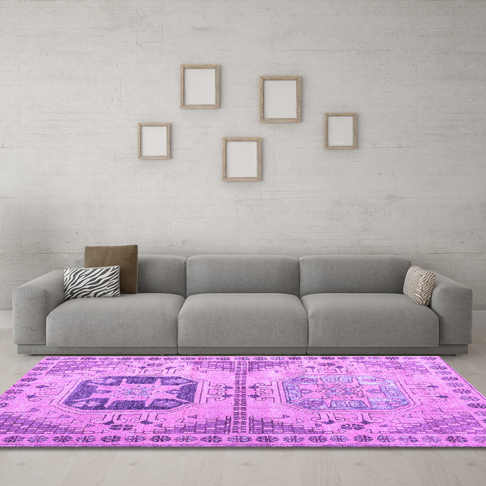 Machine Washable Abstract Purple Modern Area Rugs in a Living Room, wshabs4634pur