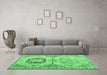 Machine Washable Abstract Emerald Green Modern Area Rugs in a Living Room,, wshabs4634emgrn