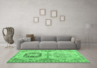 Machine Washable Abstract Emerald Green Modern Rug, wshabs4634emgrn