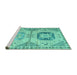 Sideview of Machine Washable Abstract Turquoise Modern Area Rugs, wshabs4634turq