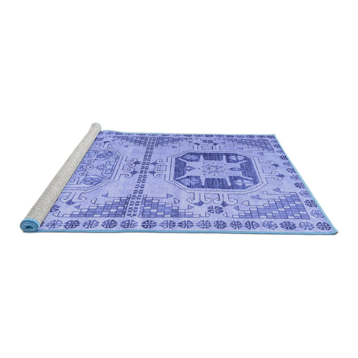 Sideview of Machine Washable Abstract Blue Modern Rug, wshabs4634blu