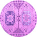 Round Machine Washable Abstract Purple Modern Area Rugs, wshabs4634pur