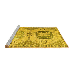 Sideview of Machine Washable Abstract Yellow Modern Rug, wshabs4634yw
