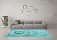 Machine Washable Abstract Light Blue Modern Rug, wshabs4634lblu