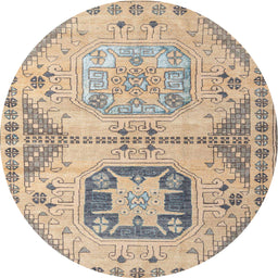 Round Abstract Dark Almond Brown Modern Rug, abs4634