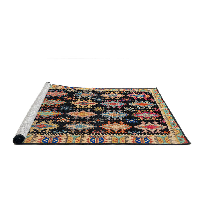 Sideview of Machine Washable Abstract Burgundy Brown Rug, wshabs4635