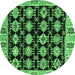 Round Abstract Emerald Green Modern Rug, abs4635emgrn