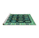 Sideview of Machine Washable Abstract Turquoise Modern Area Rugs, wshabs4635turq