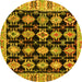 Round Machine Washable Abstract Yellow Modern Rug, wshabs4635yw