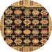 Round Abstract Brown Modern Rug, abs4635brn