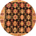 Round Abstract Orange Modern Rug, abs4635org