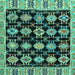 Square Machine Washable Abstract Turquoise Modern Area Rugs, wshabs4635turq