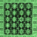 Square Machine Washable Abstract Emerald Green Modern Area Rugs, wshabs4635emgrn