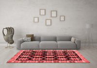 Machine Washable Abstract Red Modern Rug, wshabs4635red