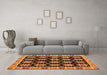 Machine Washable Abstract Orange Modern Area Rugs in a Living Room, wshabs4635org