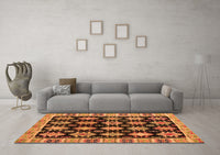 Machine Washable Abstract Orange Modern Rug, wshabs4635org