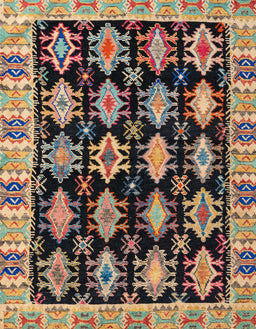 Abstract Burgundy Brown Modern Rug, abs4635