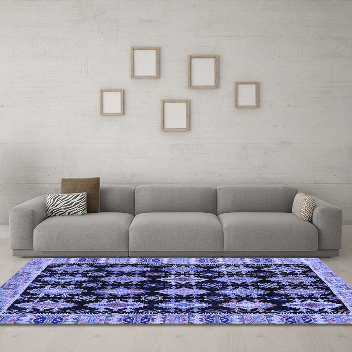 Machine Washable Abstract Blue Modern Rug in a Living Room, wshabs4635blu