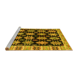 Sideview of Machine Washable Abstract Yellow Modern Rug, wshabs4635yw