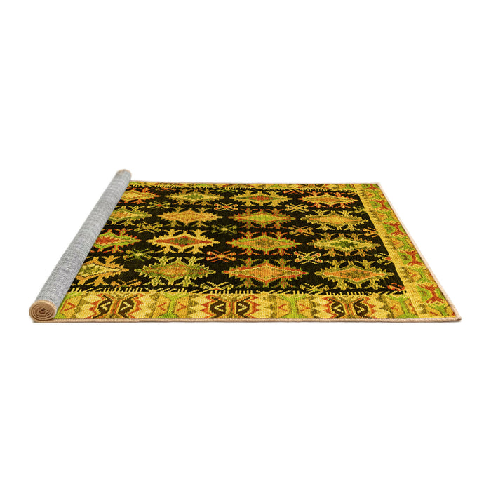 Sideview of Machine Washable Abstract Yellow Modern Rug, wshabs4635yw