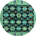 Round Abstract Turquoise Modern Rug, abs4635turq