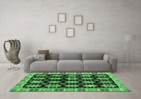 Machine Washable Abstract Emerald Green Modern Rug, wshabs4635emgrn