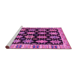 Sideview of Machine Washable Abstract Pink Modern Rug, wshabs4635pnk