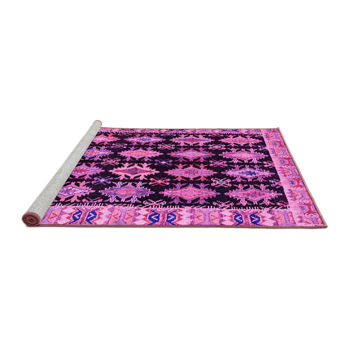 Sideview of Machine Washable Abstract Pink Modern Rug, wshabs4635pnk