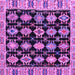 Square Machine Washable Abstract Purple Modern Area Rugs, wshabs4635pur