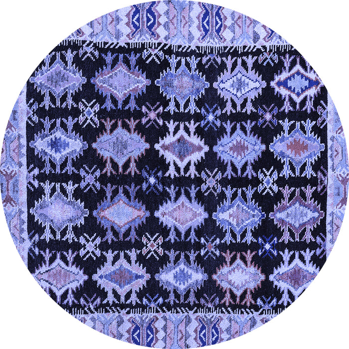 Round Machine Washable Abstract Blue Modern Rug, wshabs4635blu