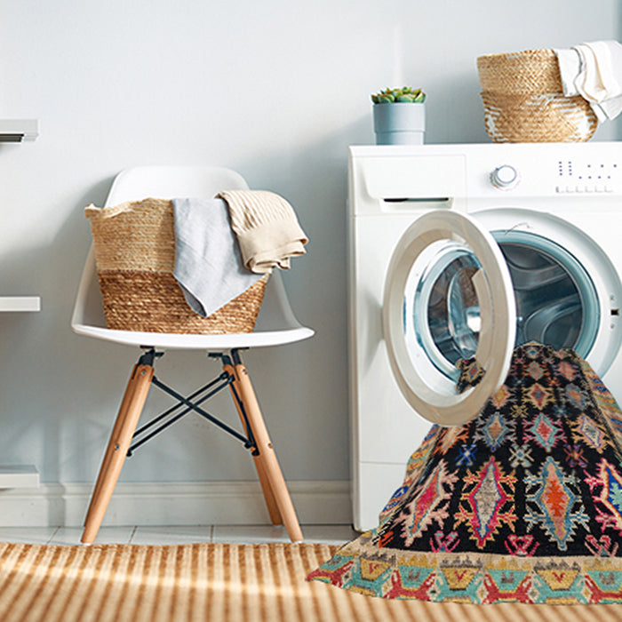 Machine Washable Abstract Burgundy Brown Rug in a Washing Machine, wshabs4635