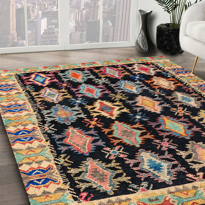 Machine Washable Abstract Burgundy Brown Rug in a Family Room, wshabs4635