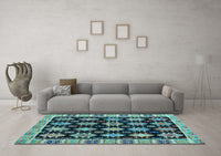 Machine Washable Abstract Light Blue Modern Rug, wshabs4635lblu